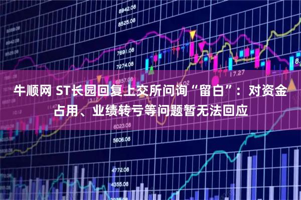 牛顺网 ST长园回复上交所问询“留白”：对资金占用、业绩转亏等问题暂无法回应